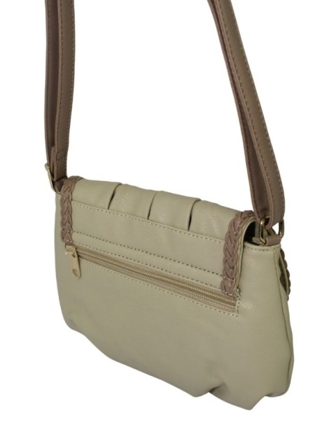 Torebka Ze Skóry Naturalnej Cielęcej Bag Street 3257-2 Listonoszka KREMOWA Z BEŻOWĄ LAMÓWKĄ 24 x 17 x 7 [cm]