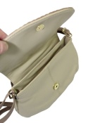 Torebka Ze Skóry Naturalnej Cielęcej Bag Street 3257-2 Listonoszka KREMOWA Z BEŻOWĄ LAMÓWKĄ 24 x 17 x 7 [cm]
