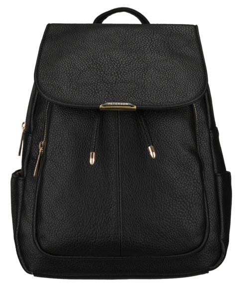 Damski Plecak Peterson Ze Skóry Ekologicznej PTN-MBP-10-F19 CZARNY 34 x 27 x 12 [cm]