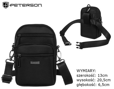 Elegancka Torba/Saszetka Średnia Na Ramię + Pasek Parciany Do Spodni W Zestawie Peterson PTN 73207 20,5 x 13 x 6,5 [cm]