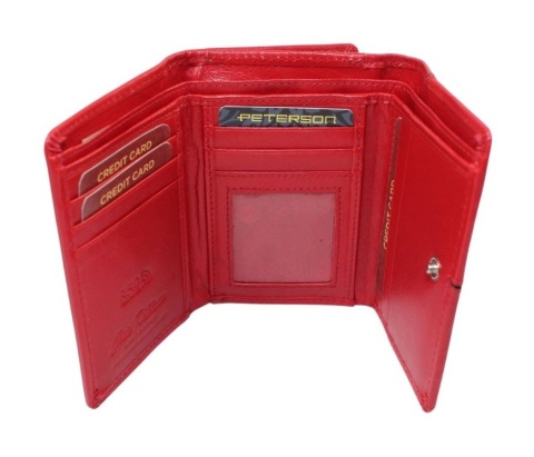 Portfel Damski Peterson Skóra Licowa Suwak Na Zewnątrz  PTN RD-17-GCL-Y 4031 CZERWONY 12 x 9 x 3 [cm]