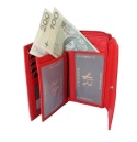 Portfel Damski Skóra Licowa Rovicky (PL) Suwak Na Zewnątrz RFID Kuferek R-D1511 CZERWONY 15 x 9,5 x 3,5 [cm]