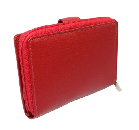 Portfel Damski Skórzany ALBATROSS Skóra Licowa Z Suwakiem Na Zewnątrz ELW-S05Z RFID CZERWONY 12 x 9 x 3 [cm]