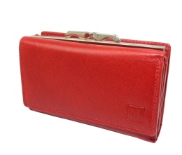 Portfel Damski Skórzany NICOLE Klamra Skóra Naturalna Z Klapką RFID BA 2305F CZERWONY 14,5 x 9,5 x 3 [cm]