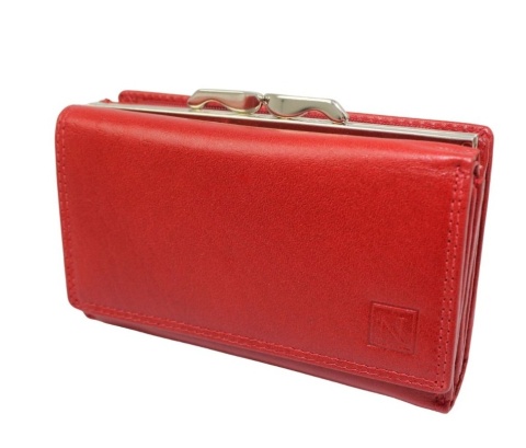 Portfel Damski Skórzany NICOLE Klamra Skóra Naturalna Z Klapką RFID BA 2305F CZERWONY 14,5 x 9,5 x 3 [cm]