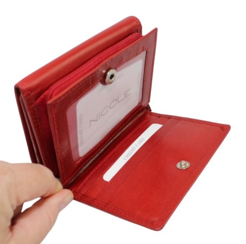 Portfel Damski Skórzany NICOLE Suwak I Klapka Na Zewnątrz Skóra Naturalna RFID BA 2306Z 12,5 x 9,5 x 3.5 [cm]