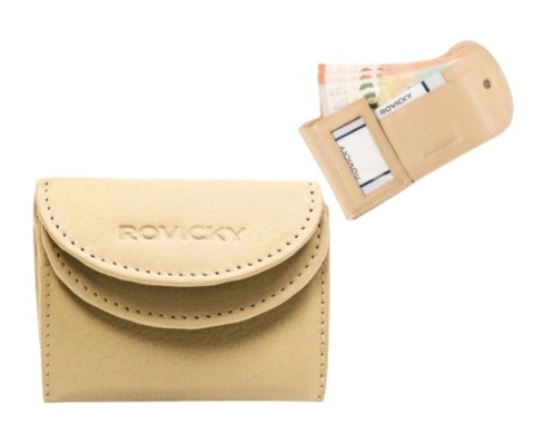 Portfelik Uniwersalny MARS Rovicky (PL) Skóra Naturalna R-17 BEŻOWY 8 x 6,5 x 2 [cm]