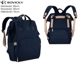 Praktyczny I Pojemny Plecak Do Wózka Rovicky (PL) Z Materiału R-MP4-03 GRANATOWY 40 x 28 x 15 cm