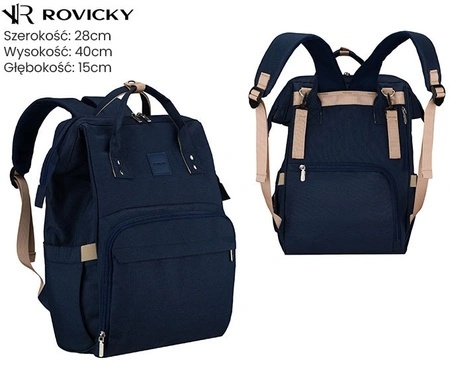 Praktyczny I Pojemny Plecak Do Wózka Rovicky (PL) Z Materiału R-MP4-03 GRANATOWY 40 x 28 x 15 cm