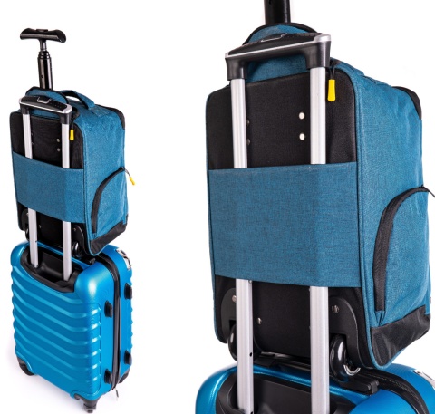 Solidna Poręczna Torba Podróżna Na kółkach Do Samolotu WIZZAIR RGL PL19 NIEBIESKA 40 x 30 x 20 [cm]