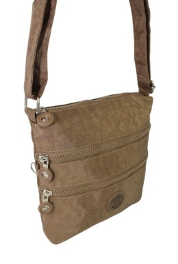 Stylowa Lekka Materiałowa Torba Pozioma Średnia Na Ramię Bag Street NR 2265 BRĄZOWA 23 x 22 x 6 [cm]