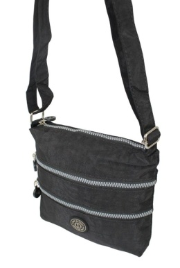 Stylowa Lekka Materiałowa Torba Pozioma Średnia Na Ramię Bag Street NR 2265 CZARNA 23 x 22 x 6 [cm]