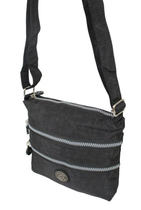Stylowa Lekka Materiałowa Torba Pozioma Średnia Na Ramię Bag Street NR 2265 CZARNA 23 x 22 x 6 [cm]