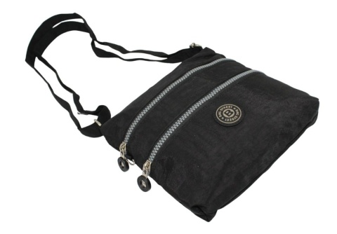 Stylowa Lekka Materiałowa Torba Pozioma Średnia Na Ramię Bag Street NR 2265 CZARNA 23 x 22 x 6 [cm]