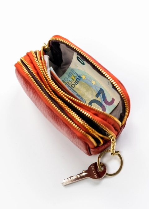 Etui Na Klucze Kluczówka Duża Trzy Komory PETERSON PTN K3Z NA JEDEN KOMPLET KLUCZY Skóra Naturalna CIEMNY RUDY 12 x 8,5 x 6 [cm]