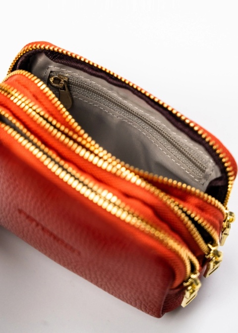 Etui Na Klucze Kluczówka Duża Trzy Komory PETERSON PTN K3Z NA JEDEN KOMPLET KLUCZY Skóra Naturalna CIEMNY RUDY 12 x 8,5 x 6 [cm]