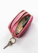 Etui Na Klucze Kluczówka Duża Trzy Komory PETERSON PTN K3Z NA JEDEN KOMPLET KLUCZY Skóra Naturalna RÓŻOWY 12 x 8,5 x 6 [cm]
