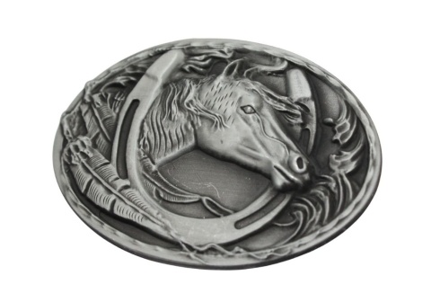 Klamra Bezniklowa Do Paska Sprzączka Pełna Blaszka Z Bolczykiem 40 mm Metalowa Solidna KBOL40/118 "KOŃ MATOWY II"