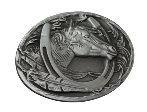Klamra Bezniklowa Do Paska Sprzączka Pełna Blaszka Z Bolczykiem 40 mm Metalowa Solidna KBOL40/118 "KOŃ MATOWY II"