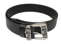 Pasek Skórzany HADA (PL) Tłoczony "MAGNUM" Z Metalową Końcówką Skóra Licowa EXTRA 40 mm CZARNY Imitacja Szycia Cienką Nitką