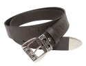 Pasek Skórzany HADA (PL) Tłoczony "MAGNUM" Z Metalową Końcówką Skóra Licowa EXTRA 40 mm CZARNY MAT Imitacja Szycia Cienką Nitką