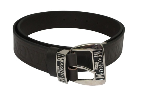 Pasek Skórzany HADA (PL) Tłoczony "MAGNUM" Z Metalową Końcówką Skóra Licowa EXTRA 40 mm CZARNY MAT Imitacja Szycia Cienką Nitką