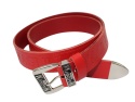 Pasek Skórzany HADA (PL) Tłoczony "MAGNUM" Z Metalową Końcówką Skóra Licowa EXTRA 40 mm CZERWONY Imitacja Szycia Cienką Nitką