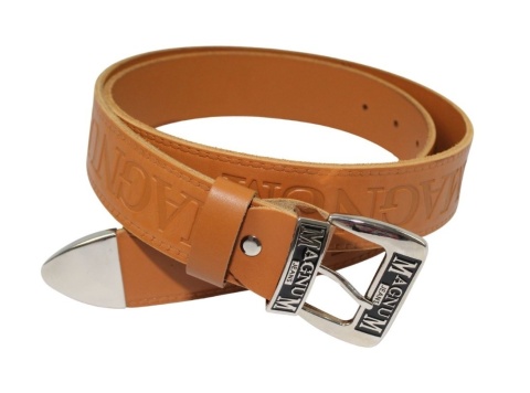 Pasek Skórzany HADA (PL) Tłoczony "MAGNUM" Z Metalową Końcówką Skóra Licowa EXTRA 40 mm TOFFI Imitacja Szycia Cienką Nitką