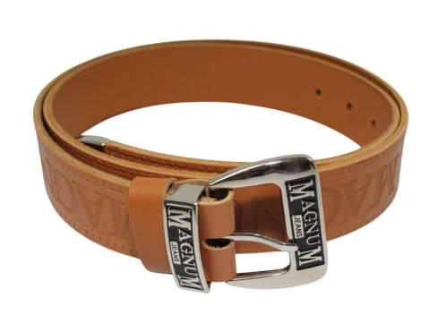 Pasek Skórzany HADA (PL) Tłoczony "MAGNUM" Z Metalową Końcówką Skóra Licowa EXTRA 40 mm TOFFI Imitacja Szycia Cienką Nitką
