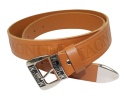 Pasek Skórzany HADA (PL) Tłoczony "MAGNUM" Z Metalową Końcówką Skóra Licowa EXTRA 40 mm TOFFI Imitacja Szycia Cienką Nitką