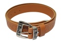 Pasek Skórzany HADA (PL) Tłoczony "MAGNUM" Z Metalową Końcówką Skóra Licowa EXTRA 40 mm TOFFI Imitacja Szycia Cienką Nitką