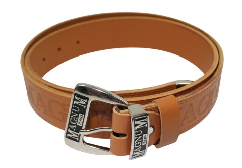 Pasek Skórzany HADA (PL) Tłoczony "MAGNUM" Z Metalową Końcówką Skóra Licowa EXTRA 40 mm TOFFI Imitacja Szycia Cienką Nitką