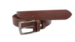 Pasek Skórzany Męski HADA (PL) Gładki Klamra Tradycyjna 30 mm Skóra Naturalna BRĄZOWY