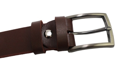 Pasek Skórzany Męski HADA (PL) Gładki Klamra Tradycyjna 30 mm Skóra Naturalna BRĄZOWY