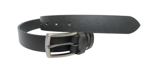 Pasek Skórzany Męski HADA (PL) Gładki Klamra Tradycyjna 30 mm Skóra Naturalna CZARNY
