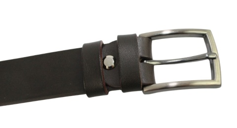 Pasek Skórzany Męski HADA (PL) Gładki Klamra Tradycyjna 30 mm Skóra Naturalna CZEKOLADOWY