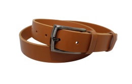 Pasek Skórzany Męski HADA (PL) Gładki Klamra Tradycyjna 30 mm Skóra Naturalna KARMEL