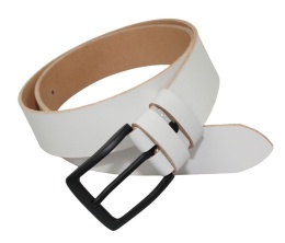 Pasek Skórzany Męski HADA (PL) Gładki Klamra Tradycyjna 40 mm Skóra Naturalna BIAŁY CZARNA KLAMRA