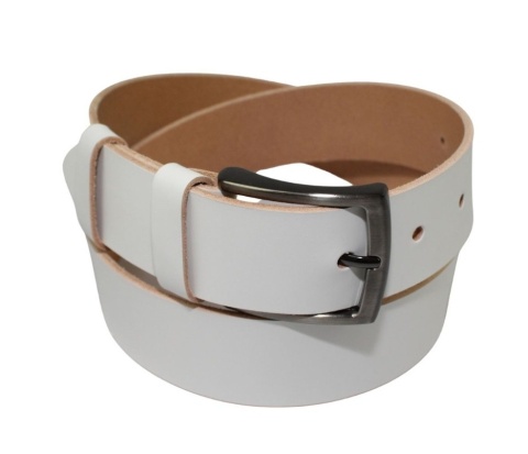 Pasek Skórzany Męski HADA (PL) Gładki Klamra Tradycyjna 40 mm Skóra Naturalna BIAŁY