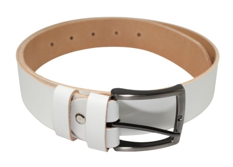 Pasek Skórzany Męski HADA (PL) Gładki Klamra Tradycyjna 40 mm Skóra Naturalna BIAŁY