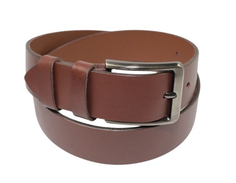 Pasek Skórzany Męski HADA (PL) Gładki Klamra Tradycyjna 40 mm Skóra Naturalna BRĄZOWY
