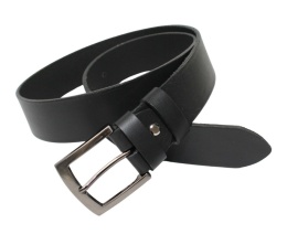 Pasek Skórzany Męski HADA (PL) Gładki Klamra Tradycyjna 40 mm Skóra Naturalna CZARNY
