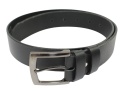 Pasek Skórzany Męski HADA (PL) Gładki Klamra Tradycyjna 40 mm Skóra Naturalna CZARNY