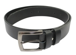 Pasek Skórzany Męski HADA (PL) Gładki Klamra Tradycyjna 40 mm Skóra Naturalna CZARNY