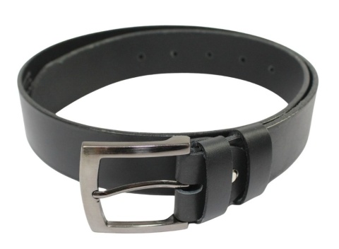 Pasek Skórzany Męski HADA (PL) Gładki Klamra Tradycyjna 40 mm Skóra Naturalna CZARNY
