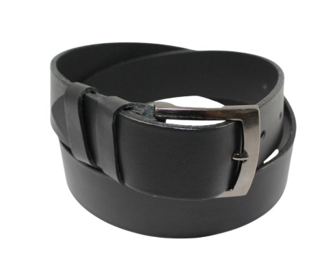 Pasek Skórzany Męski HADA (PL) Gładki Klamra Tradycyjna 40 mm Skóra Naturalna CZARNY