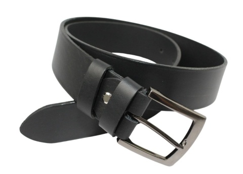 Pasek Skórzany Męski HADA (PL) Gładki Klamra Tradycyjna 40 mm Skóra Naturalna CZARNY