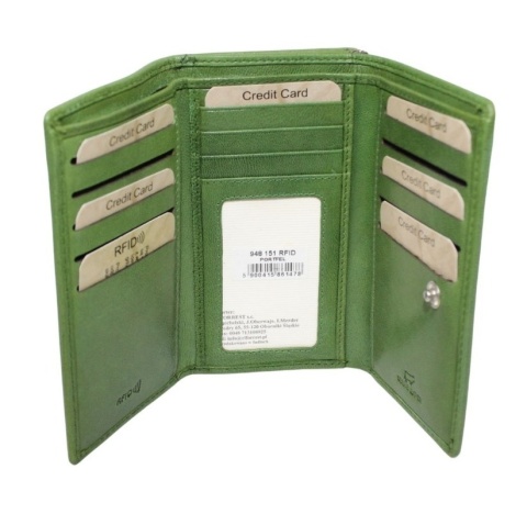 Portfel Damski Skórzany El Forest (PL) Skóra Bydlęca Klamra 14 cm RFID 948 151 ZIELONY 14,5 x 9 x 2,5 [cm]