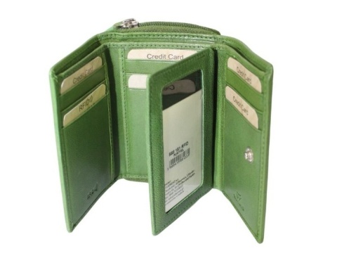 Portfel Damski Skórzany El Forrest Skóra Licowa Suwak RFID 568 151 ZIELONY 12 x 9 x 3,5 [cm]