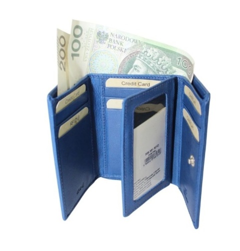 Portfel Damski Skórzany El Forrest Skóra Licowa Suwak RFID 568 351 NIEBIESKI 12 x 9 x 3,5 [cm]
